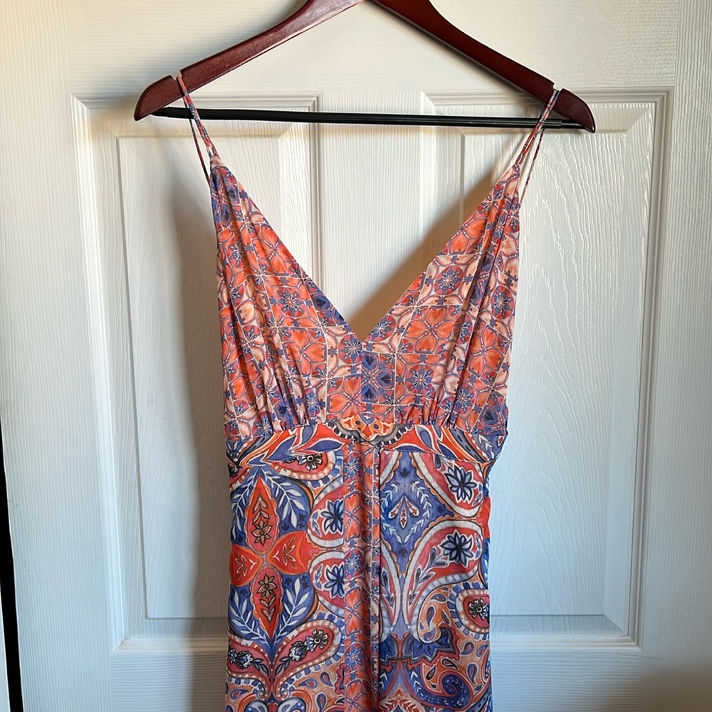 T&J Designs Orange and Blue Maxi Dress